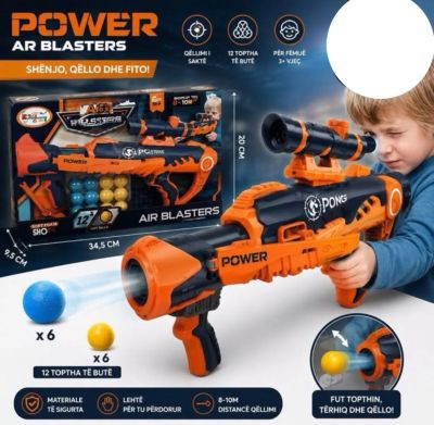 Pushkë Lodër Power Air Blasters me 12 Toptha të Butë